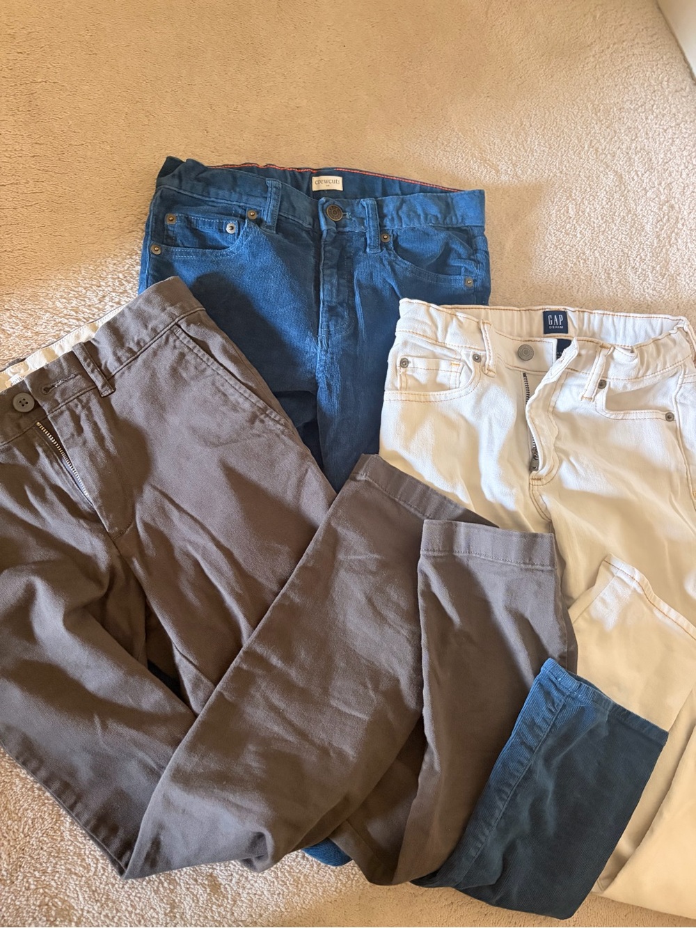 GAP CrewCuts Boys  Straight Leg Jeans & Pants — White, Blue, grey Mix, sz 10